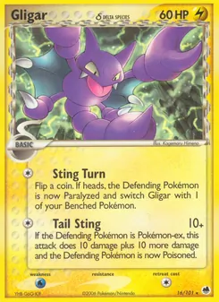 Gligar δ card from Dragon Frontiers, number 16/101