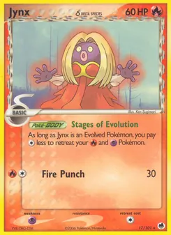Jynx δ card from Dragon Frontiers, number 17/101