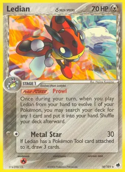 Ledian δ card from Dragon Frontiers, number 18/101