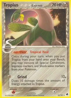 Tropius δ card from Dragon Frontiers, number 23/101