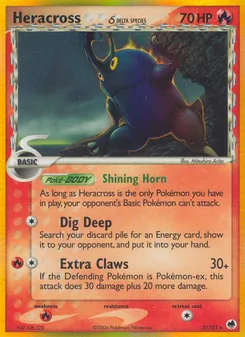 Heracross δ card from Dragon Frontiers, number 3/101