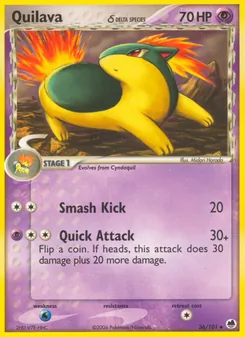 Quilava δ card from Dragon Frontiers, number 36/101