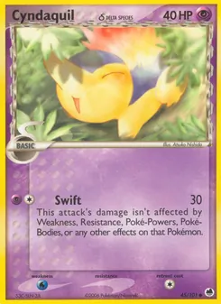 Cyndaquil δ card from Dragon Frontiers, number 45/101