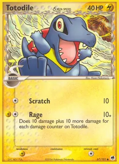 Totodile δ card from Dragon Frontiers, number 67/101