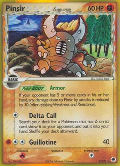 Pinsir δ card from Dragon Frontiers, number 9/101