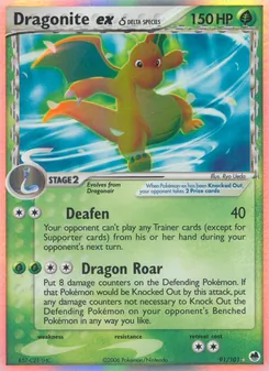 Dragonite ex δ card from Dragon Frontiers, number 91/101
