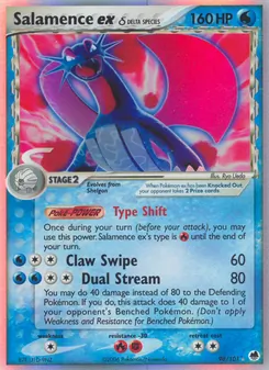 Salamence ex δ card from Dragon Frontiers, number 98/101