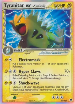 Tyranitar ex δ card from Dragon Frontiers, number 99/101