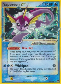 Vaporeon ☆ card from Power Keepers, number 102/108