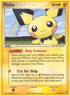 Pichu card from Power Keepers, number 21/108