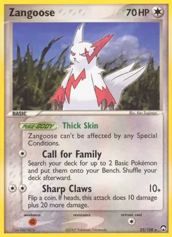 Zangoose card from Power Keepers, number 25/108