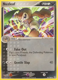 Nuzleaf card from Power Keepers, number 36/108