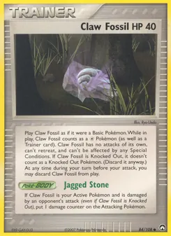 Claw Fossil card from Power Keepers, number 84/108