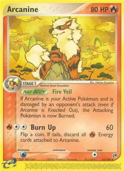 Arcanine card from Sandstorm, number 15/100