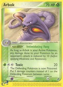 Arbok card from Sandstorm, number 29/100