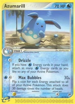 Azumarill card from Sandstorm, number 30/100