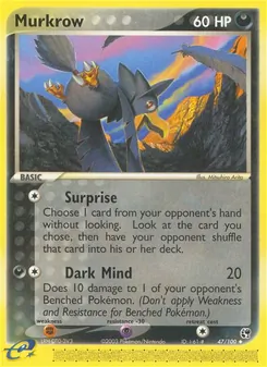 Murkrow card from Sandstorm, number 47/100