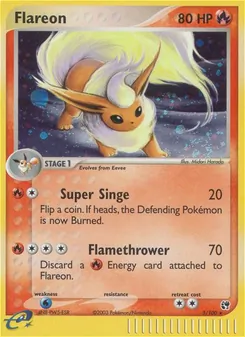 Flareon card from Sandstorm, number 5/100