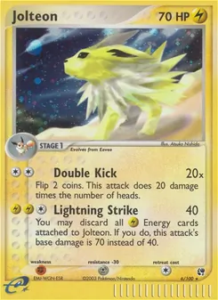 Jolteon card from Sandstorm, number 6/100