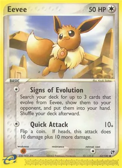 Eevee card from Sandstorm, number 63/100