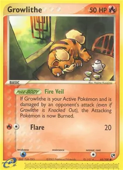 Growlithe card from Sandstorm, number 65/100