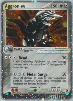 Aggron ex card from Sandstorm, number 95/100