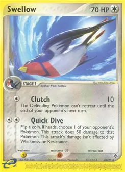 Swellow card from Dragon, number 45/97