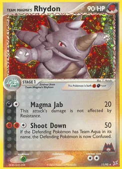 Team Magma's Rhydon card from Team Magma vs Team Aqua, number 11/95