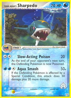 Team Aqua's Sharpedo card from Team Magma vs Team Aqua, number 18/95