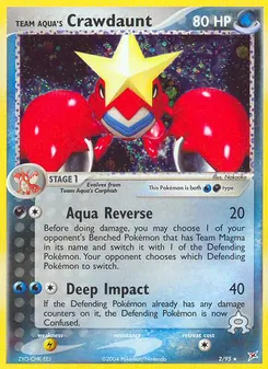 Team Aqua's Crawdaunt card from Team Magma vs Team Aqua, number 2/95