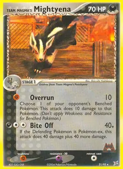 Team Magma's Mightyena card from Team Magma vs Team Aqua, number 21/95