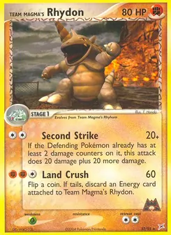Team Magma's Rhydon card from Team Magma vs Team Aqua, number 22/95