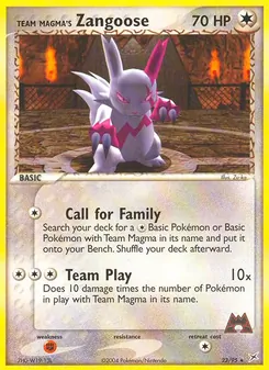 Team Magma's Zangoose card from Team Magma vs Team Aqua, number 23/95