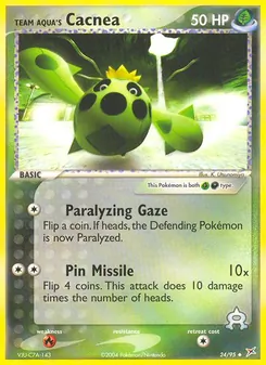 Team Aqua's Cacnea card from Team Magma vs Team Aqua, number 24/95