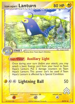 Team Aqua's Lanturn card from Team Magma vs Team Aqua, number 28/95