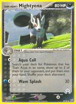 Team Aqua's Mightyena card from Team Magma vs Team Aqua, number 30/95