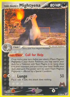 Team Magma's Mightyena card from Team Magma vs Team Aqua, number 37/95