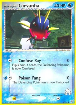 Team Aqua's Carvanha card from Team Magma vs Team Aqua, number 47/95