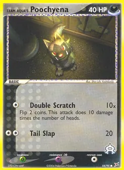 Team Aqua's Poochyena card from Team Magma vs Team Aqua, number 54/95