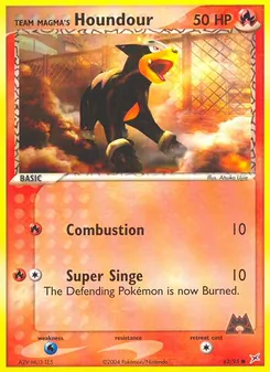 Team Magma's Houndour card from Team Magma vs Team Aqua, number 62/95