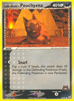 Team Magma's Poochyena card from Team Magma vs Team Aqua, number 65/95