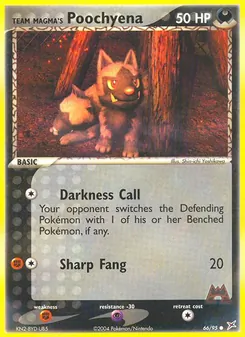 Team Magma's Poochyena card from Team Magma vs Team Aqua, number 66/95