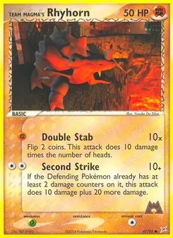 Team Magma's Rhyhorn card from Team Magma vs Team Aqua, number 67/95