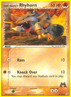 Team Magma's Rhyhorn card from Team Magma vs Team Aqua, number 68/95
