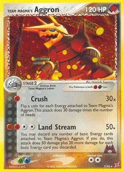 Team Magma's Aggron card from Team Magma vs Team Aqua, number 7/95