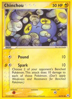 Chinchou card from Hidden Legends, number 56/101