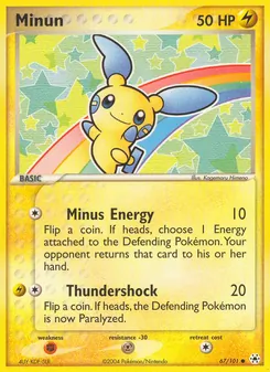 Minun card from Hidden Legends, number 67/101