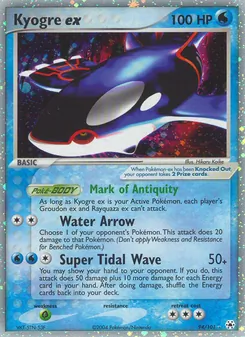 Kyogre ex card from Hidden Legends, number 94/101