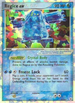 Regice ex card from Hidden Legends, number 97/101