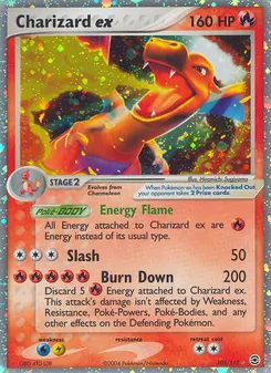 Charizard ex card from FireRed & LeafGreen, number 105/112